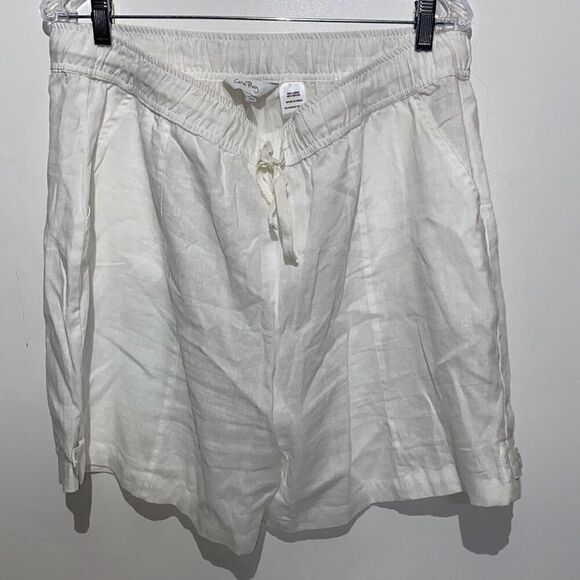 Coral Bay Women's White Elastic Waistband Linen Blend Shorts Size Large - Picture 1 of 5